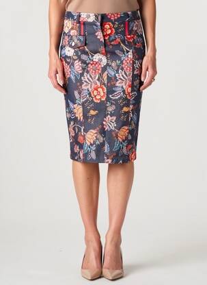 Jupe mi-longue stretch bleu MERI & ESCA femme