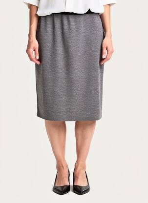 Jupe mi-longue stretch gris GUY DUBOUIS femme