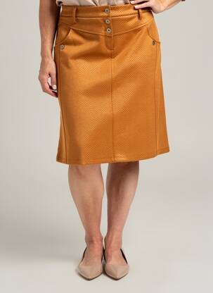 Jupe mi-longue stretch marron GUY DUBOUIS femme