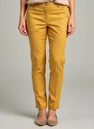 Pantalon slim tissage popeline taille normale jaune GUY DUBOUIS femme