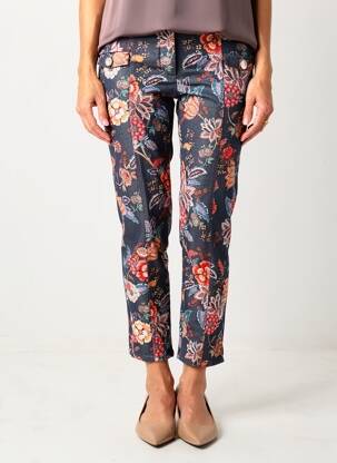 Pantalon 7/8 fermeture zippée sous rabat boutonné taille normale bleu MERI & ESCA femme
