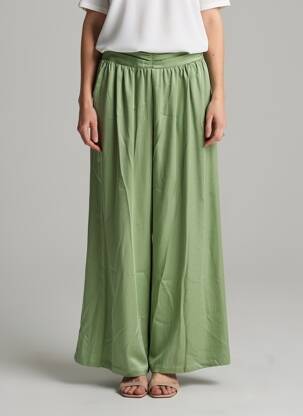 Pantalon large fermeture zip latéral taille normale vert MICAS femme