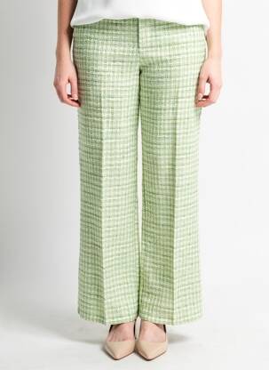 Pantalon droit fermeture zippée sous rabat boutonné taille normale vert STRADIVARIUS femme