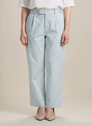Pantalon chino tissage popeline taille normale bleu ZARA femme