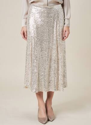 Jupe mi-longue taille normale beige H&M femme