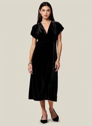 Robe mi-longue manches courtes manches courtes noir COMPTOIR DES COTONNIERS femme