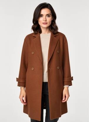 Manteau long coupe droite sans capuche marron LA REDOUTE femme