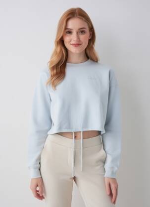 Sweat-shirt broderie manches longues bleu LEGER BY LENA GERCKE femme