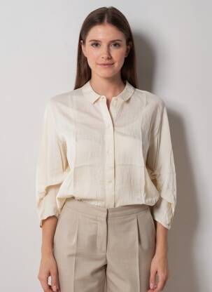 Chemisier imprimé fantaisie manches longues beige AMERICAN VINTAGE femme