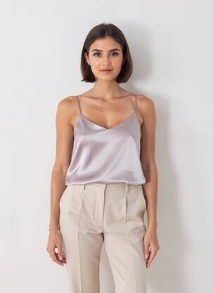 Top coupe fluide fines bretelles gris NEW LOOK femme