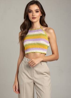 Top col carré sans manche jaune ZARA femme