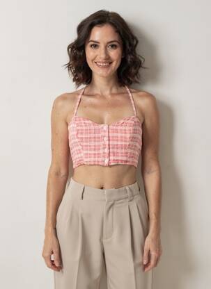 Top coupe cintrée sans manche rouge WILD HONEY femme
