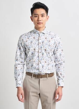 Chemise manches longues poignets boutonnés blanc ASHTON homme