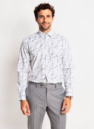 Chemise manches longues imprimé fantaisie blanc ASHTON homme