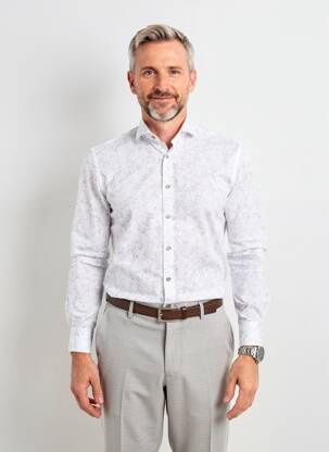 Chemise manches longues poignets boutonnés blanc ASHTON homme