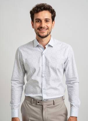 Chemise manches longues poignets boutonnés gris ASHTON homme