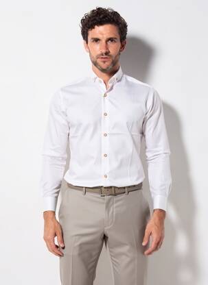 Chemise manches longues poignets boutonnés blanc ASHTON homme