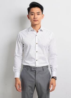 Chemise manches longues imprimé fantaisie blanc ASHTON homme