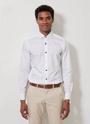 Chemise manches longues imprimé fantaisie blanc ASHTON homme
