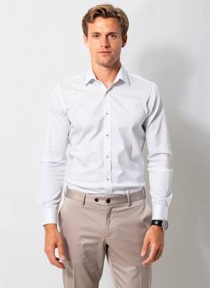Chemise manches longues poignets boutonnés blanc ASHTON homme