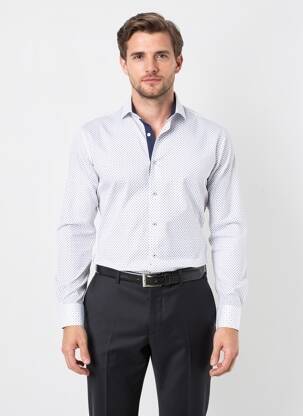 Chemise manches longues imprimé fantaisie blanc ASHTON homme