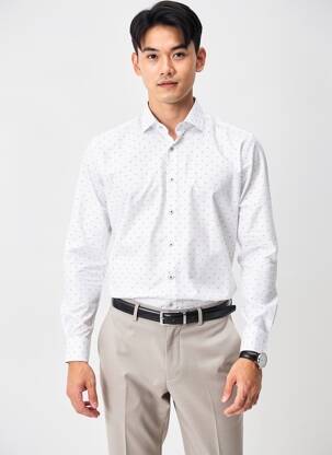 Chemise manches longues imprimé fantaisie blanc ASHTON homme