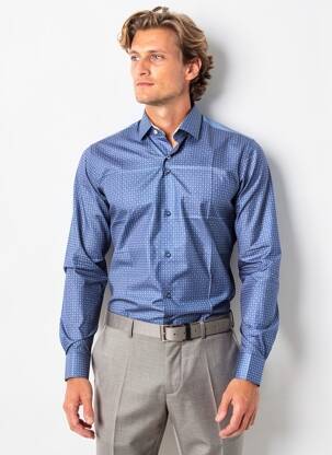 Chemise manches longues imprimé fantaisie bleu ASHTON homme