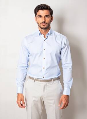 Chemise manches longues poignets boutonnés bleu ASHTON homme