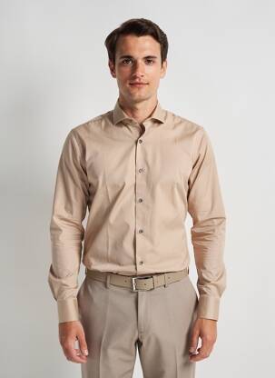 Chemise manches longues poignets boutonnés beige ASHTON homme