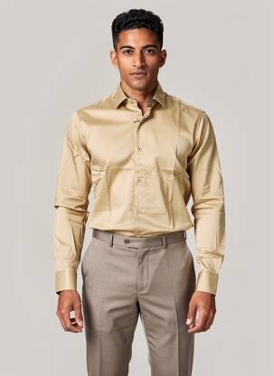 Chemise manches longues poignets boutonnés beige ASHTON homme