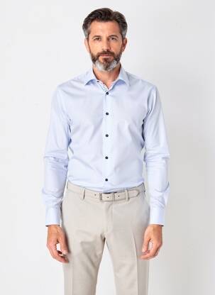 Chemise manches longues poignets boutonnés bleu ASHTON homme