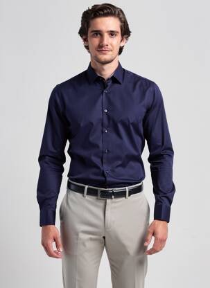 Chemise manches longues poignets boutonnés bleu ASHTON homme
