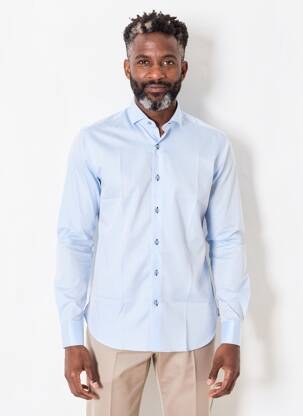 Chemise manches longues poignets boutonnés bleu ASHTON homme