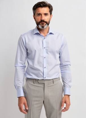 Chemise manches longues poignets boutonnés bleu ASHTON homme