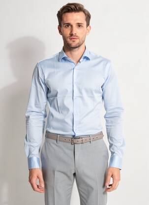 Chemise manches longues poignets boutonnés bleu ASHTON homme