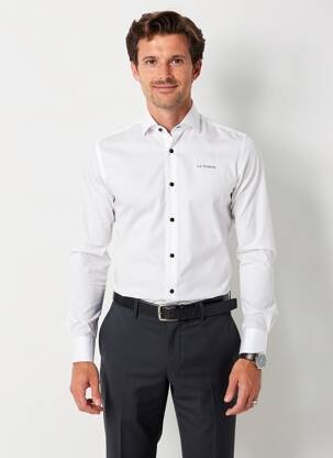 Chemise manches longues poignets boutonnés blanc ASHTON homme