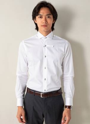 Chemise manches longues poignets boutonnés blanc ASHTON homme
