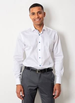 Chemise manches longues poignets boutonnés blanc ASHTON homme