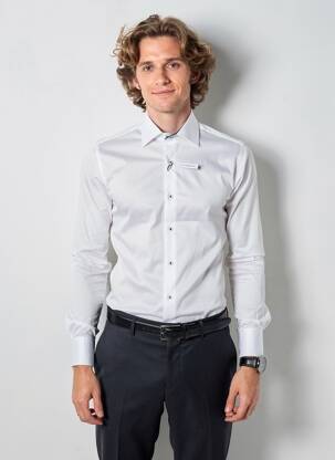 Chemise manches longues poignets boutonnés blanc ASHTON homme