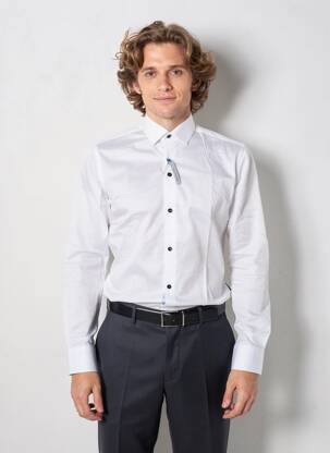 Chemise manches longues poignets boutonnés blanc ASHTON homme
