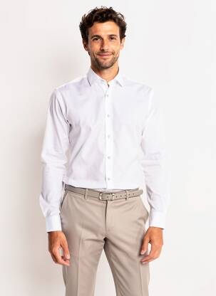 Chemise manches longues poignets boutonnés blanc ASHTON homme