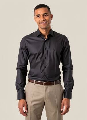 Chemise manches longues poignets boutonnés noir ASHTON homme