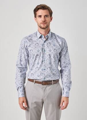 Chemise manches longues imprimé fantaisie blanc ASHTON homme