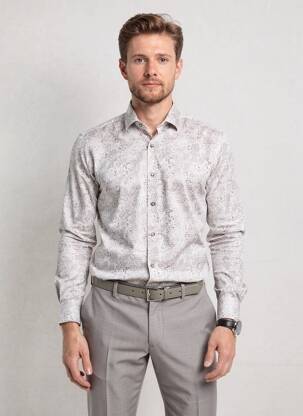 Chemise manches longues imprimé fantaisie beige ASHTON homme