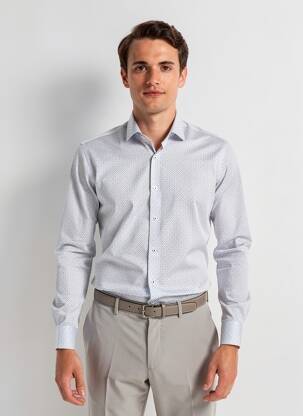 Chemise manches longues imprimé fantaisie beige ASHTON homme