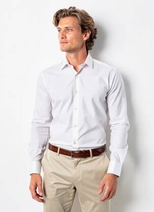 Chemise manches longues imprimé fantaisie blanc ASHTON homme