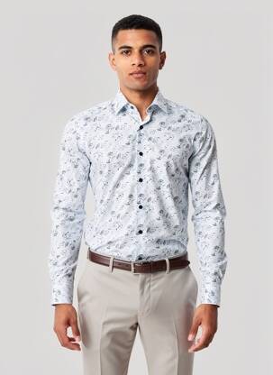 Chemise manches longues imprimé fantaisie blanc ASHTON homme