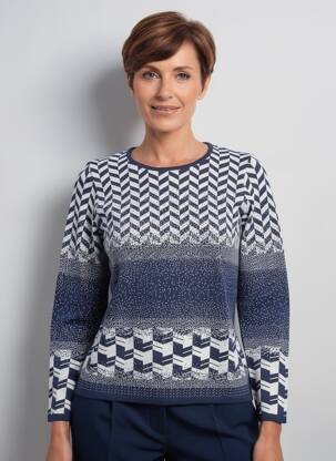 Pull coupe cintrée manches longues bleu FRANCE RIVOIRE femme