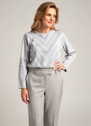 Pull coupe cintrée manches longues gris I.ODENA femme