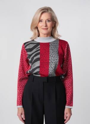 Pull coupe cintrée manches longues rouge I.ODENA femme